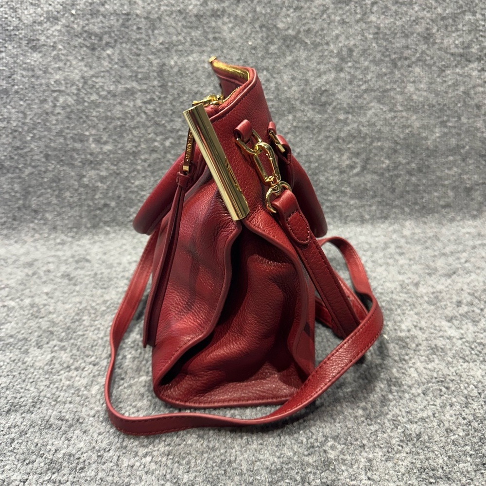 Vince Camuto Deep Red Pebbled Leather Satchel with Detachable Strap PO0129 - Picture 5 of 15